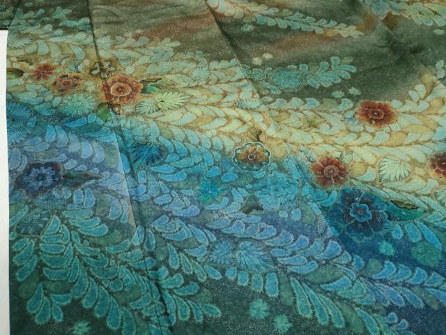 平和屋着物●訪問着 辻が花 暈し染め 金通し地 正絹 逸品 CABB4646yc