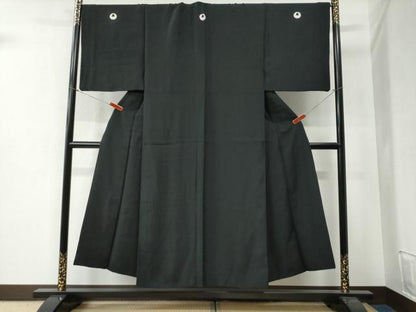 平和屋着物●男性 黒紋付 正絹 逸品 CABB4647yc