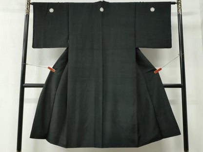 平和屋着物●男性 黒紋付 正絹 逸品 CABB4648yc