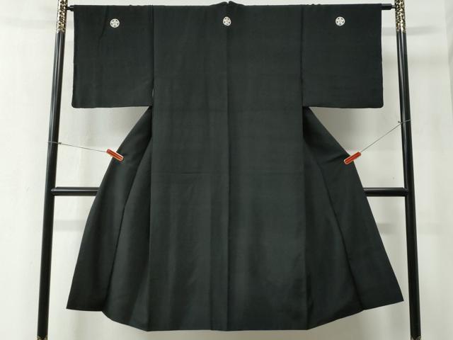 平和屋着物●男性 黒紋付 正絹 逸品 CABB4648yc