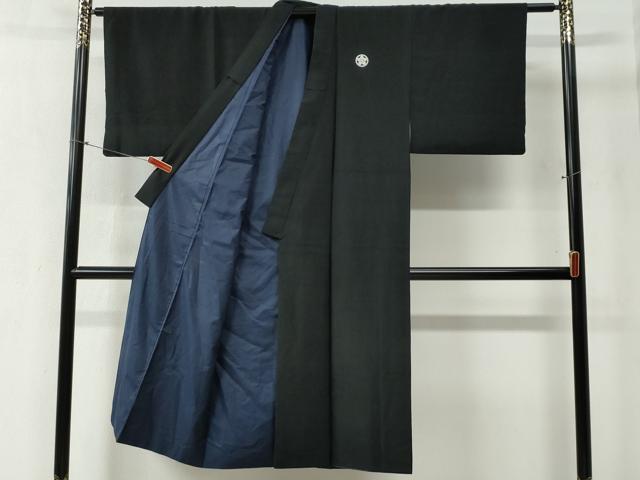 平和屋着物●男性 黒紋付 正絹 逸品 CABB4648yc