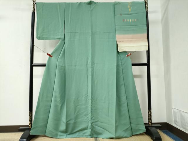 平和屋着物●上質な色無地 柏屋平兵衛 七彩重ね 本草木泥染 本格手織 柳染色 反端付き 正絹 逸品 CABB4650yc