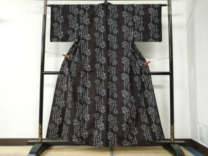 平和屋着物●久留米絣 単衣 舞花文 綿 逸品 CABB4652yc