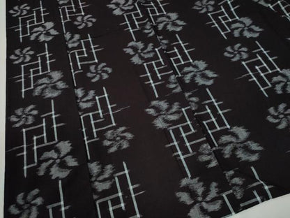 平和屋着物●久留米絣 単衣 舞花文 綿 逸品 CABB4652yc