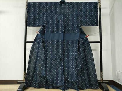 平和屋着物●久留米絣 単衣 吉祥間道 綿 逸品 未使用 CABB4654yc