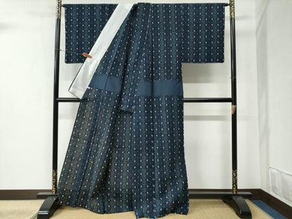 平和屋着物●久留米絣 単衣 吉祥間道 綿 逸品 未使用 CABB4654yc