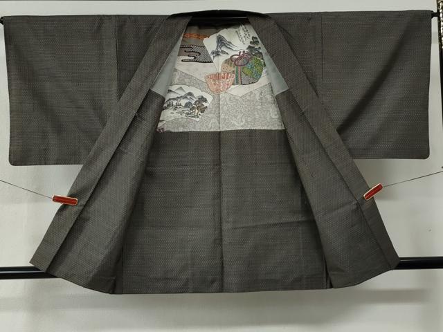 平和屋着物●男性　本場大島紬　アンサンブル　80亀甲　総詰め　正絹　逸品　AABI9711ck 平和屋着物□男性 本場大島紬 アンサンブル 80亀甲 総詰め 正絹 逸品