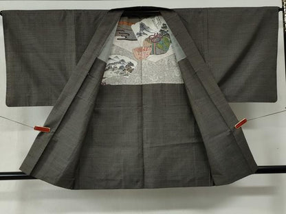 平和屋着物●男性　本場大島紬　アンサンブル・長襦袢セット　吉祥文　正絹　逸品　CABB4656yc