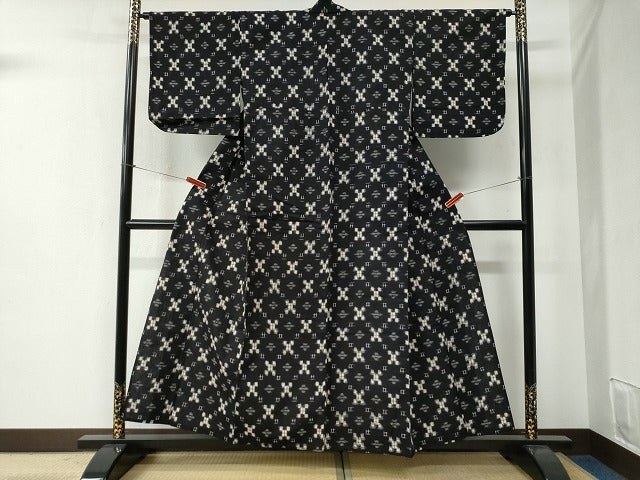 平和屋着物●久留米絣 単衣 吉祥文 綿 逸品 CABB4658yc