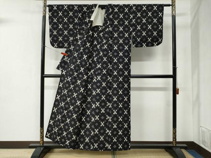 平和屋着物●久留米絣 単衣 吉祥文 綿 逸品 CABB4658yc