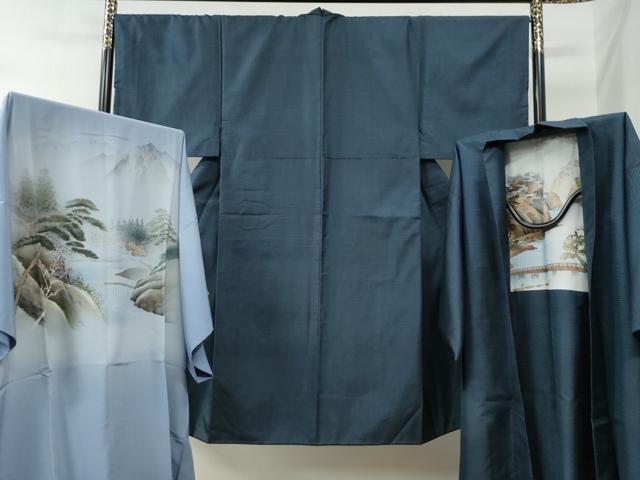 平和屋着物●男性　本場大島紬　アンサンブル・長襦袢セット　100亀甲　総詰め　正絹　逸品　CABB4662yc 平和屋着物○男性 本場大島紬 アンサンブル・長襦袢セット 100亀甲 総