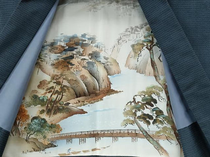 平和屋着物●男性　本場大島紬　アンサンブル・長襦袢セット　100亀甲　総詰め　正絹　逸品　CABB4662yc