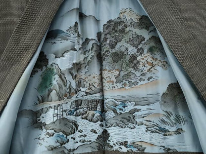 平和屋着物●男性　本場大島紬　アンサンブル・長襦袢セット　格子　正絹　逸品　未使用　CABB4664yc