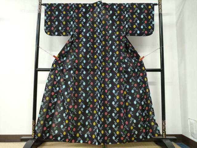 平和屋着物●久留米絣 単衣 吉祥文 綿 逸品 CABB4665yc
