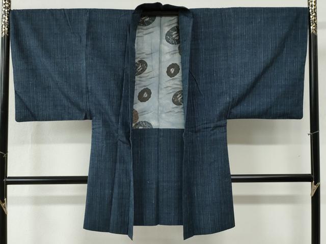 平和屋着物●男性　紬　アンサンブル　縞　正絹　逸品　CABB4667yc