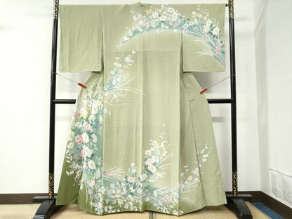 平和屋着物●訪問着 友禅 草花文 暈し染め 正絹 逸品 CABB4671yc
