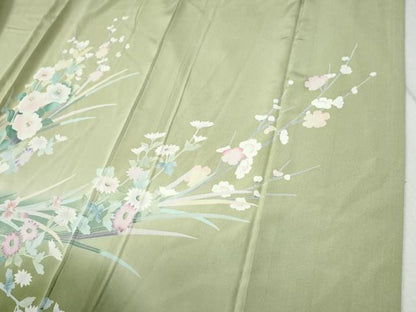 平和屋着物●訪問着 友禅 草花文 暈し染め 正絹 逸品 CABB4671yc
