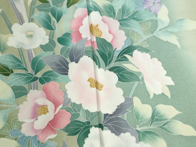 平和屋着物●訪問着 友禅 草花文 暈し染め 正絹 逸品 CABB4671yc