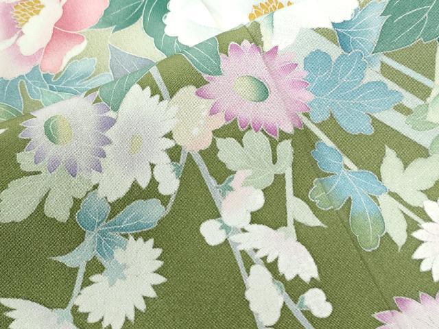 平和屋着物●訪問着 友禅 草花文 暈し染め 正絹 逸品 CABB4671yc