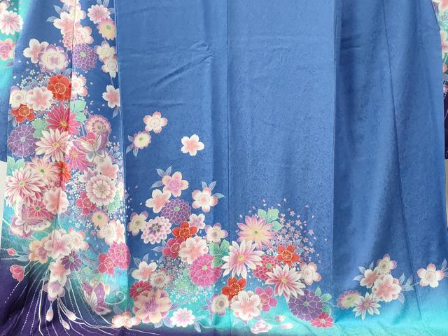 平和屋着物●豪華振袖 駒刺繍 花蝶文 暈し染め 金彩 正絹 逸品 CABB4673yc