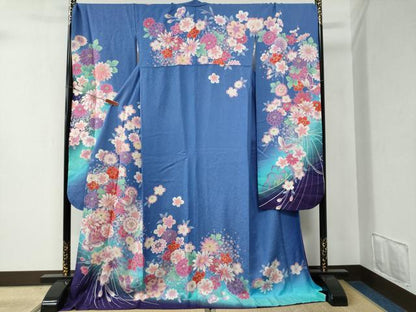 平和屋着物●豪華振袖 駒刺繍 花蝶文 暈し染め 金彩 正絹 逸品 CABB4673yc