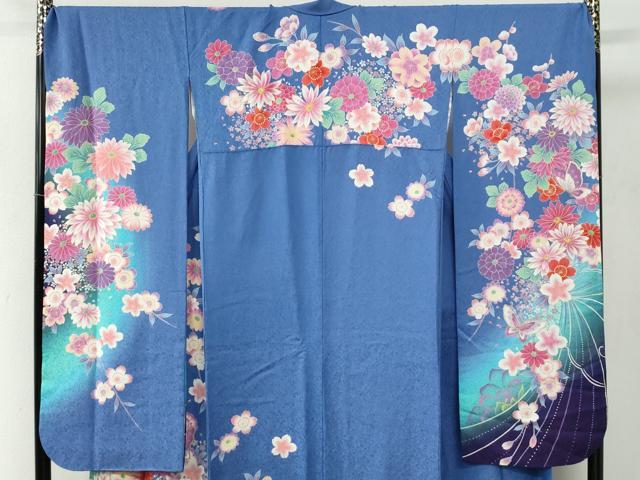 平和屋着物●豪華振袖 駒刺繍 花蝶文 暈し染め 金彩 正絹 逸品 CABB4673yc