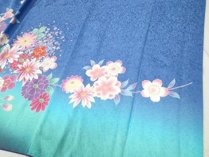 平和屋着物●豪華振袖 駒刺繍 花蝶文 暈し染め 金彩 正絹 逸品 CABB4673yc
