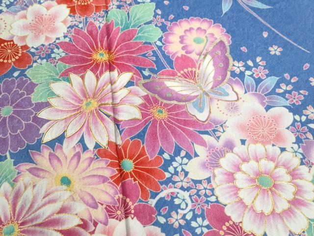 平和屋着物●豪華振袖 駒刺繍 花蝶文 暈し染め 金彩 正絹 逸品 CABB4673yc