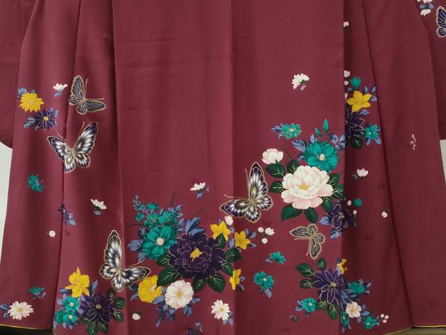 平和屋着物●森英恵・HANAE MORI 振袖 舞蝶牡丹花文 金彩 正絹 逸品 CABB4676yc