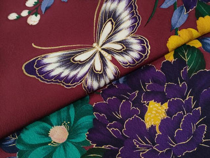 平和屋着物●森英恵・HANAE MORI 振袖 舞蝶牡丹花文 金彩 正絹 逸品 CABB4676yc
