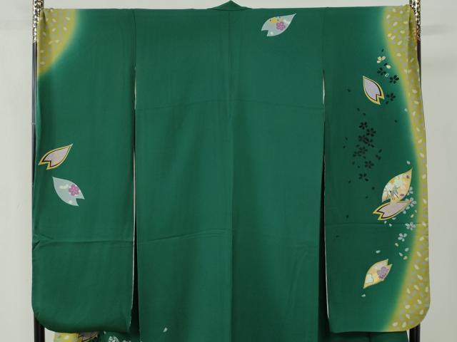 平和屋着物●豪華振袖　跳兎舞桜文　簪　ラメ糸　暈し染め　金彩　正絹　逸品　CABB4677yc