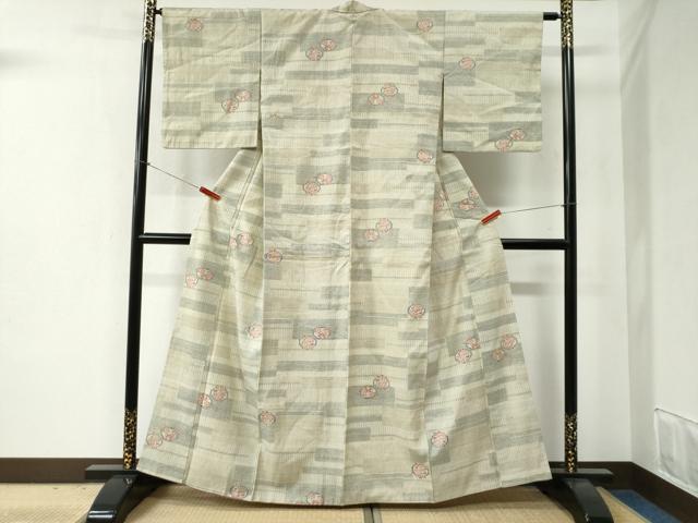 平和屋着物●本場結城紬　重要無形文化財　100亀甲　短冊重ね花丸文　正絹　逸品　CABB4681yc