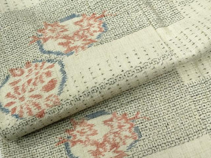平和屋着物●本場結城紬　重要無形文化財　100亀甲　短冊重ね花丸文　正絹　逸品　CABB4681yc