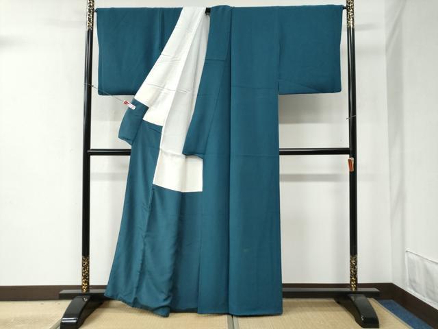 平和屋着物●上質な色無地 高麗納戸色 正絹 逸品 CABB4682yc
