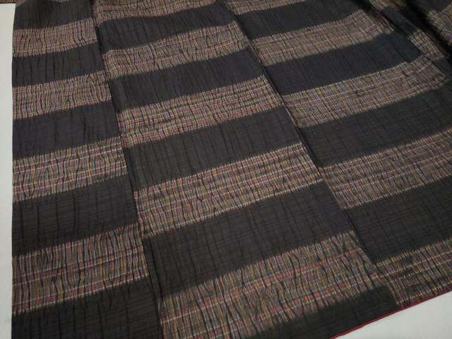 平和屋着物●上質な紬 杢目絞り 横段文 正絹 逸品 CABB4683yc