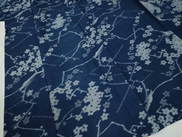 平和屋着物●久留米絣 単衣 枝花文 綿 逸品 CABB4688yc