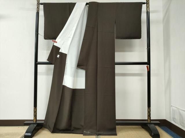 平和屋着物●上質な色無地　菱吉祥地紋　赤墨色　正絹　逸品　未使用　CABB4689yc 平和屋着物○上質な色無地 菱吉祥地紋 赤墨色 正絹 逸品 未