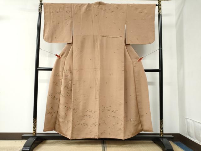 平和屋着物●訪問着　総刺繍　溢れ松葉橘花文　金糸　鬼しぼ縮緬　正絹　逸品　CABB4696yc