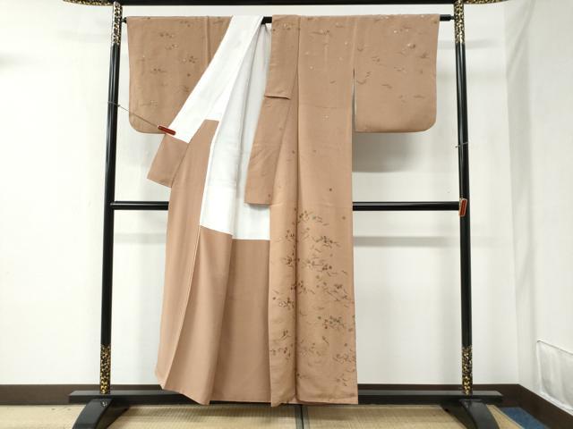 平和屋着物●訪問着　総刺繍　溢れ松葉橘花文　金糸　鬼しぼ縮緬　正絹　逸品　CABB4696yc