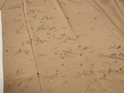 平和屋着物●訪問着　総刺繍　溢れ松葉橘花文　金糸　鬼しぼ縮緬　正絹　逸品　CABB4696yc
