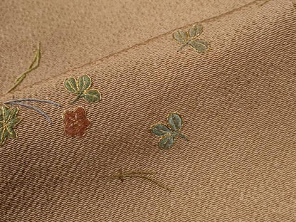 平和屋着物●訪問着　総刺繍　溢れ松葉橘花文　金糸　鬼しぼ縮緬　正絹　逸品　CABB4696yc