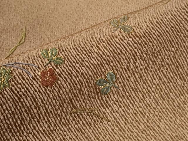平和屋着物●訪問着　総刺繍　溢れ松葉橘花文　金糸　鬼しぼ縮緬　正絹　逸品　CABB4696yc