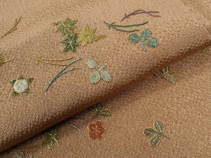 平和屋着物●訪問着　総刺繍　溢れ松葉橘花文　金糸　鬼しぼ縮緬　正絹　逸品　CABB4696yc
