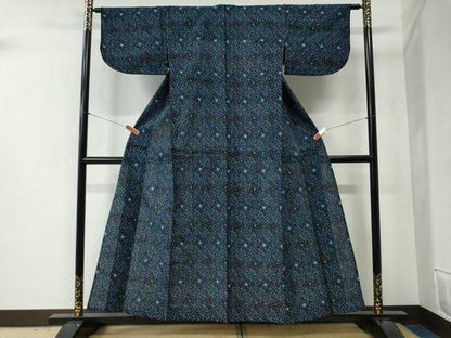 平和屋着物●久留米絣　単衣　吉祥文　綿　逸品　CABB4699yc
