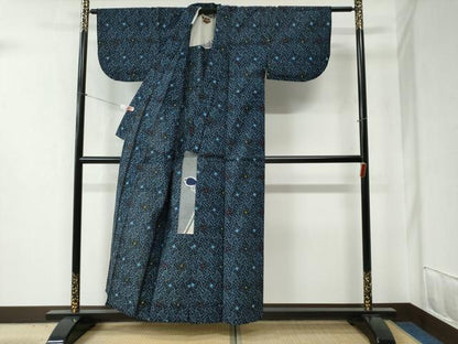 平和屋着物●久留米絣　単衣　吉祥文　綿　逸品　CABB4699yc