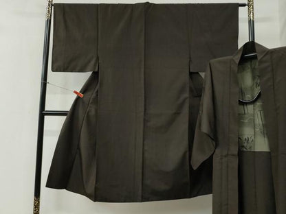 平和屋着物●男性 紬 アンサンブル 縞 正絹 逸品 CABB4703yc