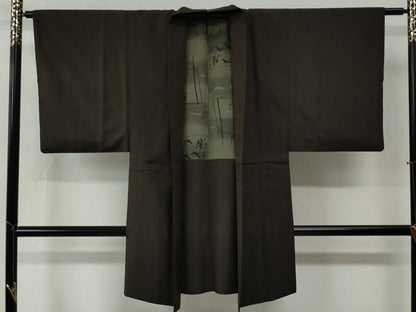 平和屋着物●男性 紬 アンサンブル 縞 正絹 逸品 CABB4703yc