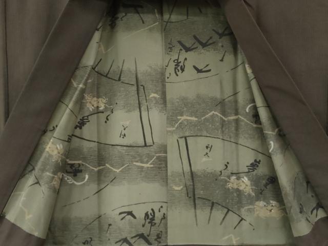 平和屋着物●男性 紬 アンサンブル 縞 正絹 逸品 CABB4703yc