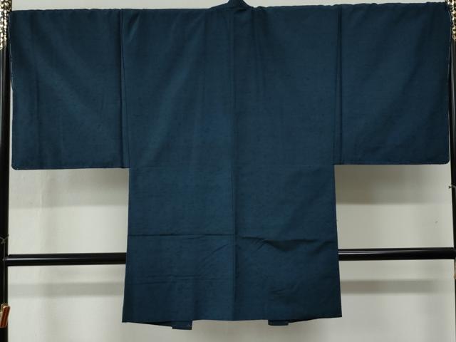 平和屋着物●男性　紬　髭紬羽織セット　色無地　留紺色　正絹　逸品　未使用　CABB4704yc