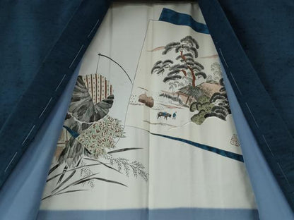 平和屋着物●男性　紬　髭紬羽織セット　色無地　留紺色　正絹　逸品　未使用　CABB4704yc